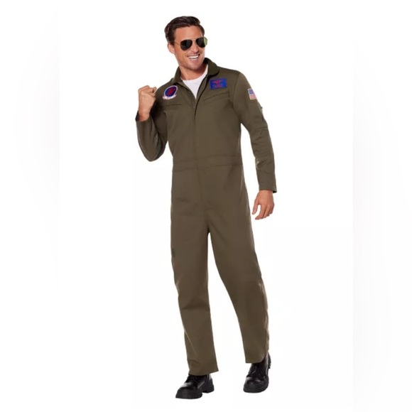 Top Gun Goose Nick Bradshaw Costume Val Kilmer Flight Mechanic Jumpsuit S-M - Picture 3 of 13